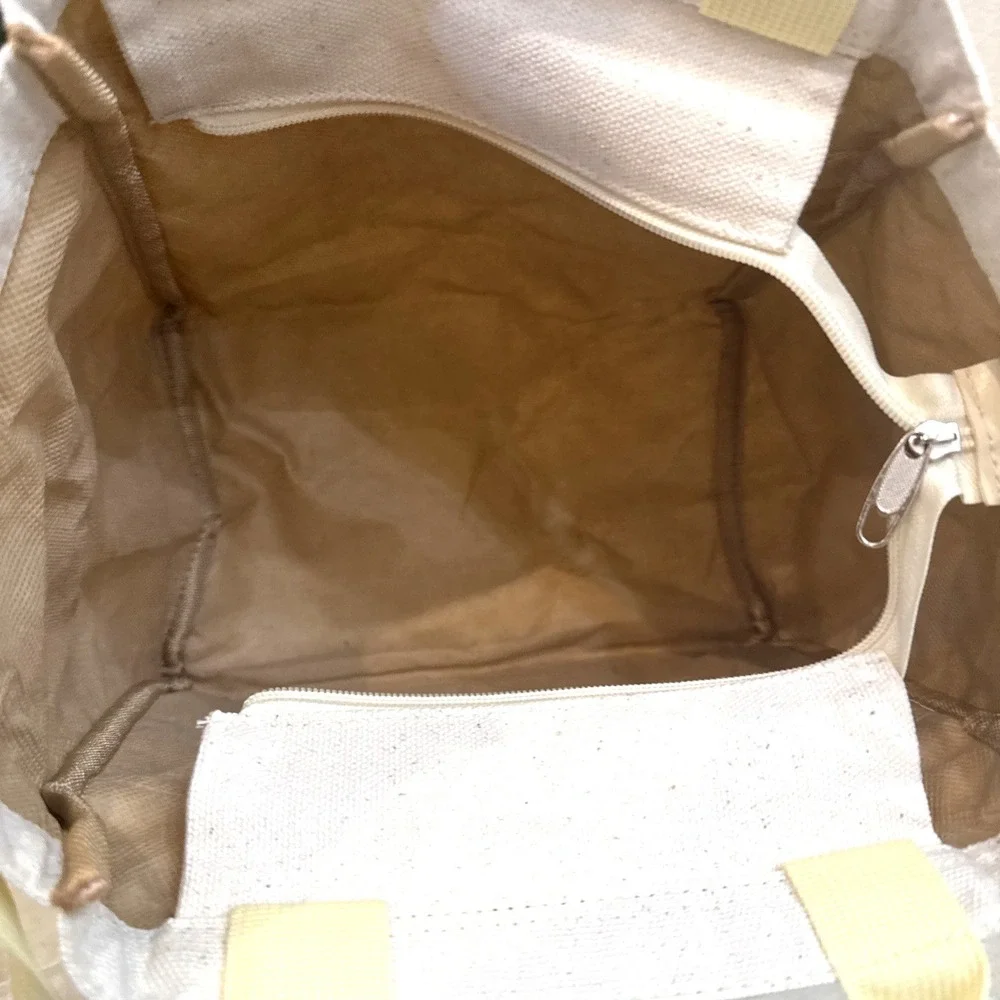 Starbucks Exclusive Tote bag - Ivory Canvas Yellow Top Handle Crossbody Zip Top - Picture 5 of 10